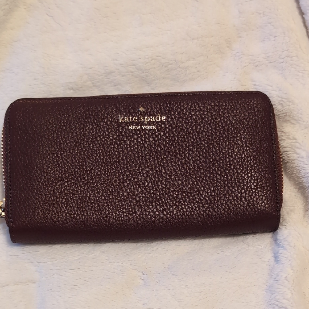 Kate Spade Dark Red Leather Zip Wallet